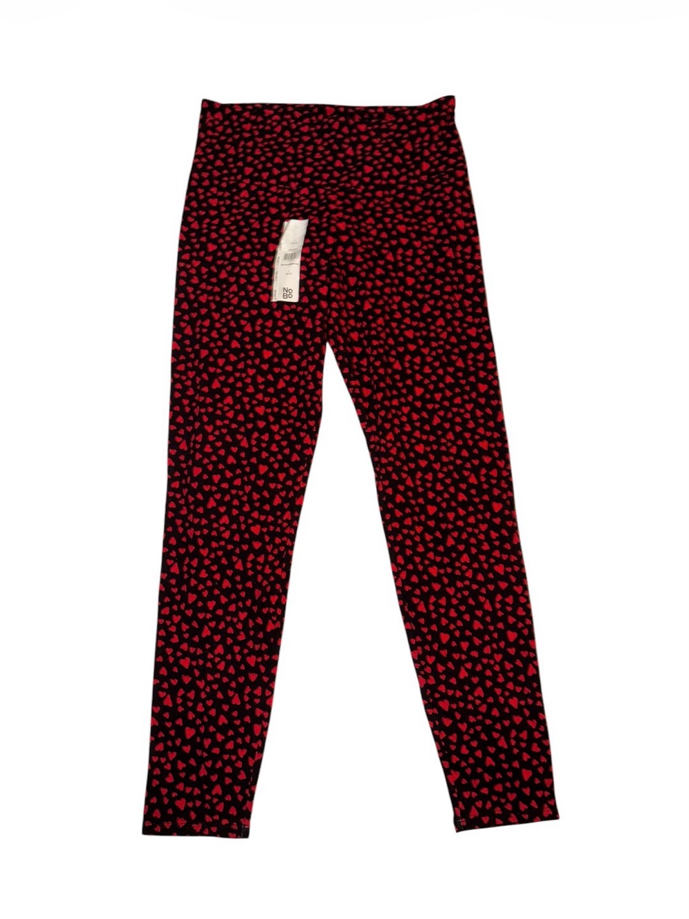 No Boundaries Black Leggings with Red Heart Print